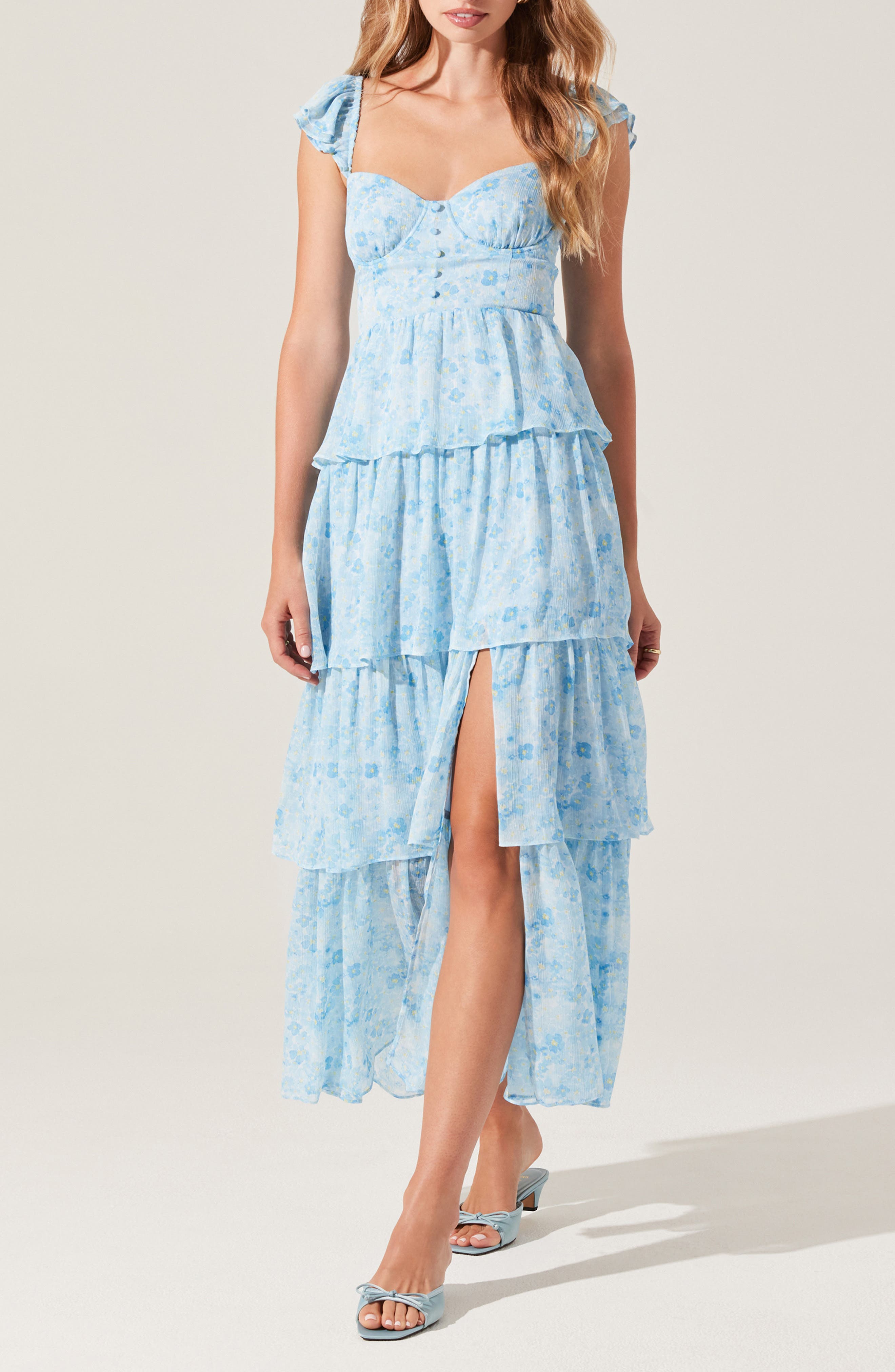 ASTR the Label Midsummer Floral Print Tiered Ruffle Dress