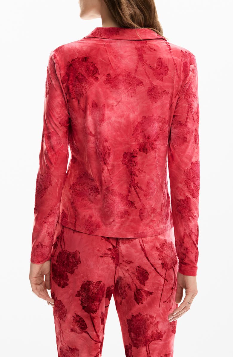 Desigual Washed Floral Button-Up Top, Alternate, color, Red