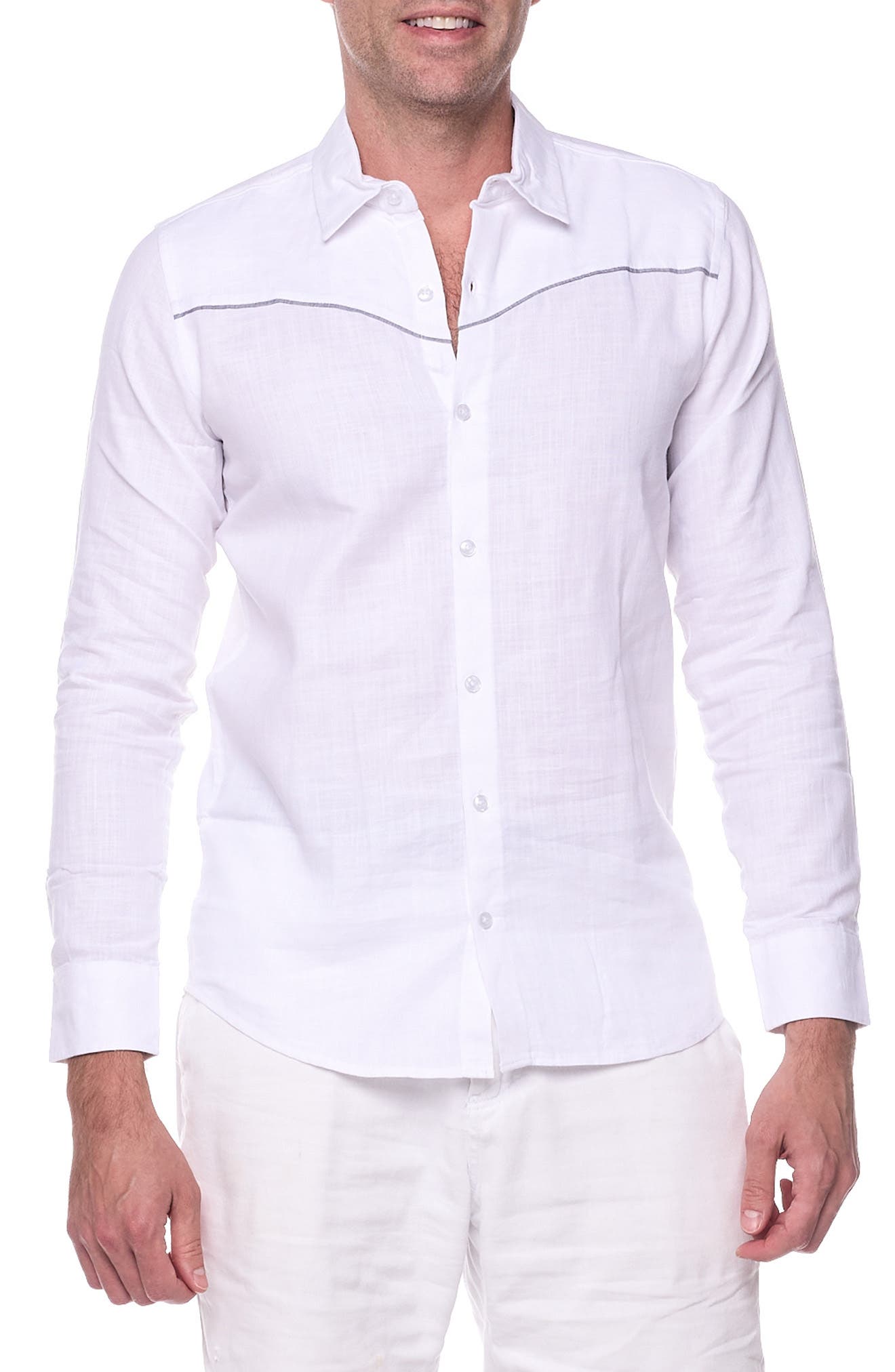 RANEES Long Sleeve Linen Blend Resort Shirt