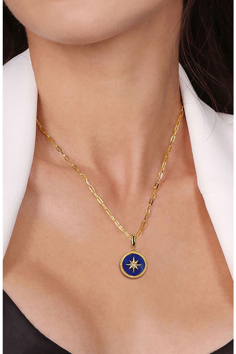 Diamond & Lapis Bujukan Medallion Pendant, Alternate, color, GOLD