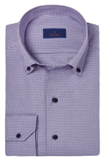 David Donahue Micro Dobby Dot Cotton Sport Shirt In Purple