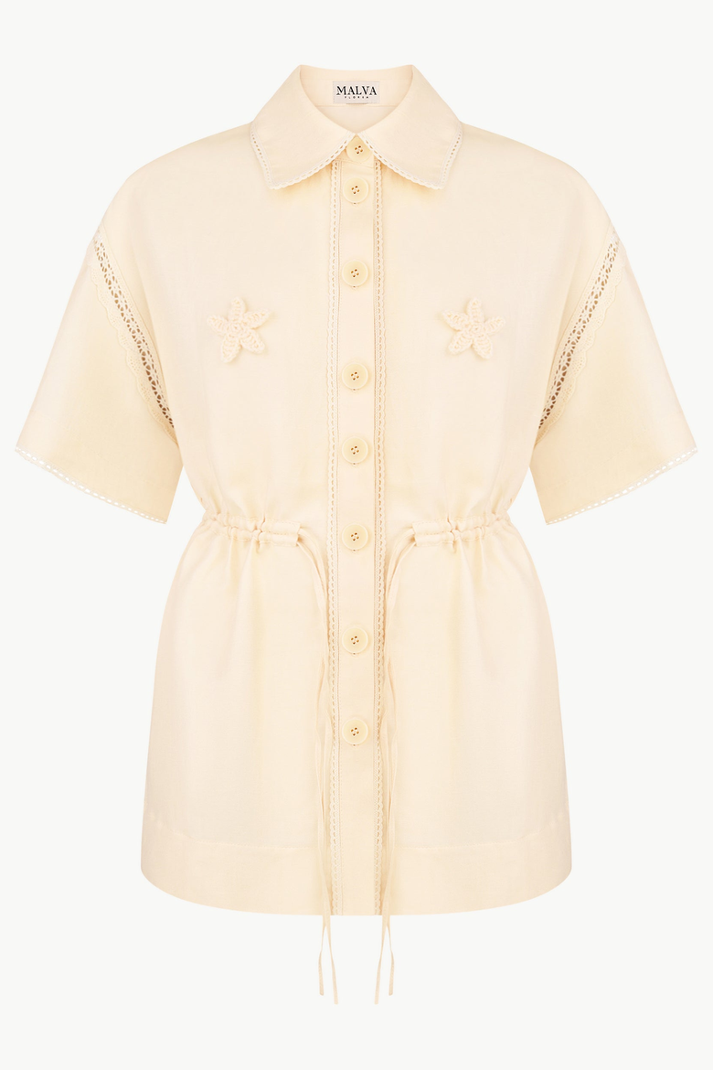Lace-Insert Floral-Applique Blouse, Main, color, Light Apricot