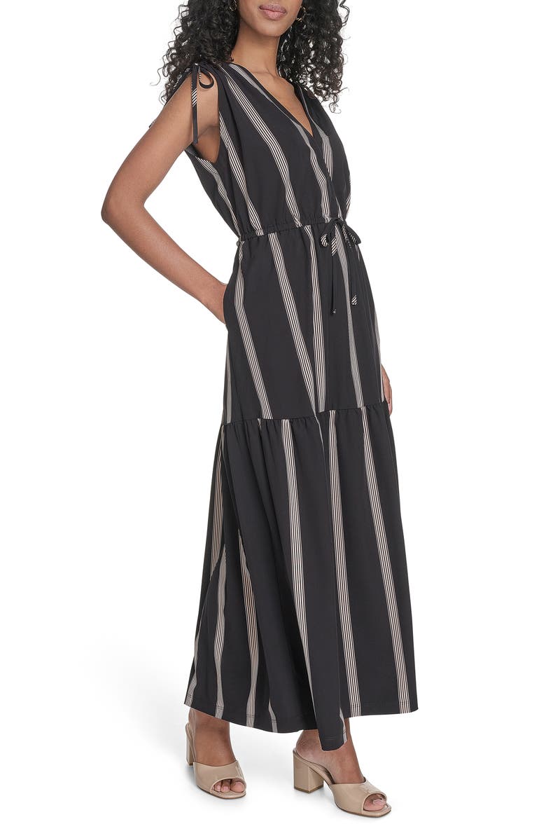 Calvin Klein Stripe Sleeveless Tiered Midi Dress, Alternate, color,