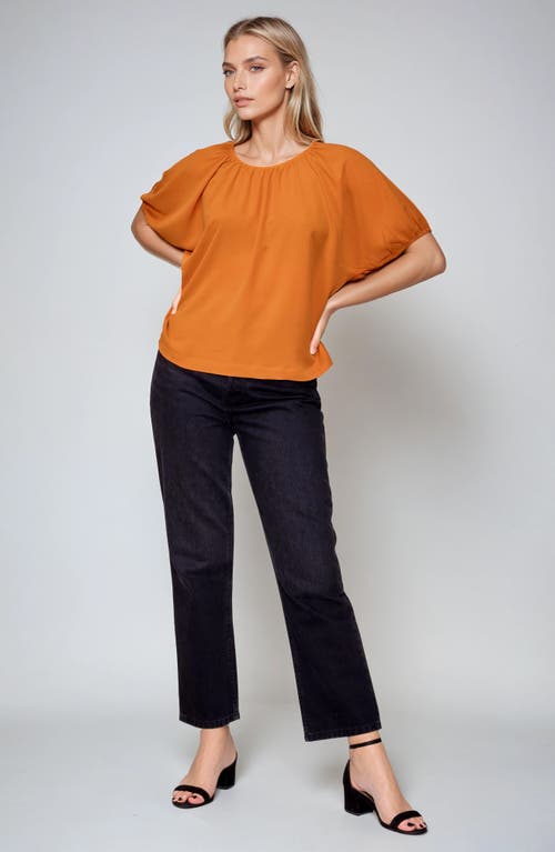Melloday Puff Sleeve Crepe Top In Multi