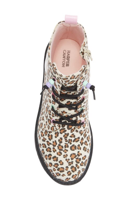 Harper Canyon Kids' Victorya Heart Combat Boot In Animal Print
