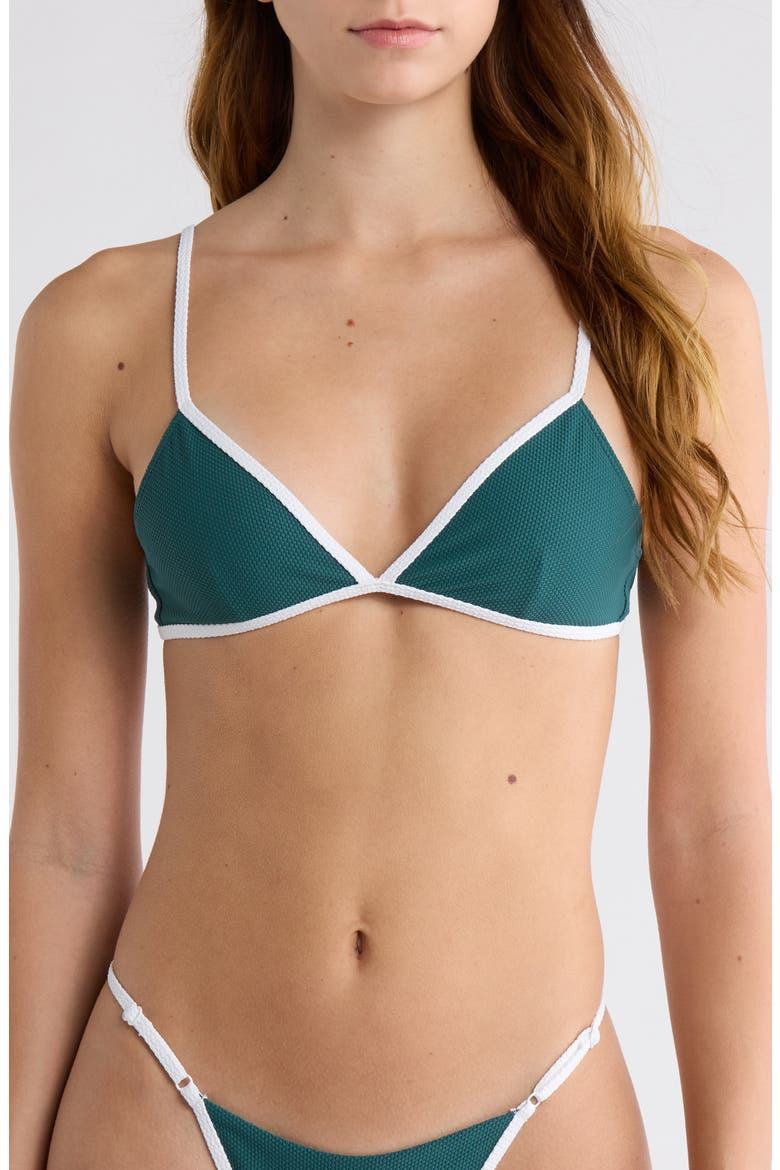 Miriam Triangle Bikini Top, Main, color, GREEN/ BRIGHT WHITE