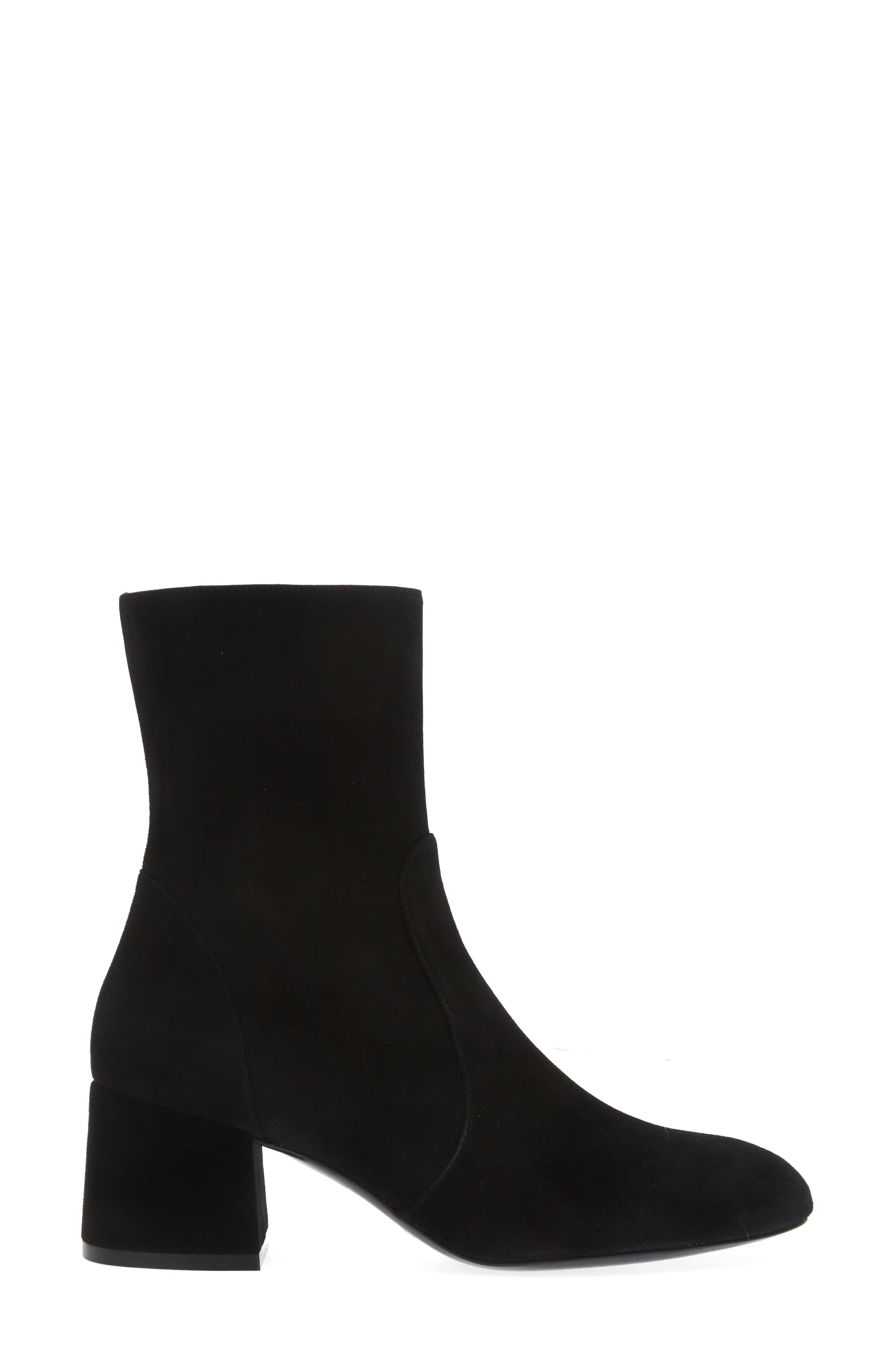 Stuart Weitzman Flareblock 60 Zip Bootie, Alternate, color, Black Suede