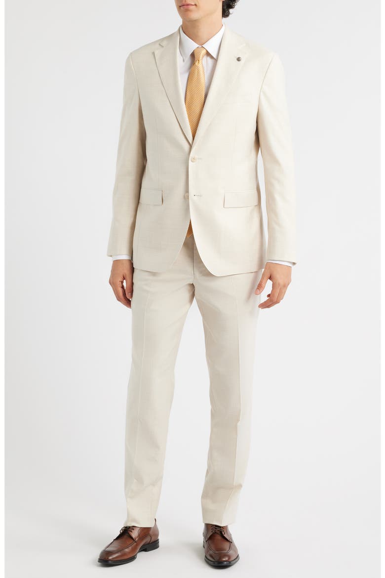Midland Contemporary Fit Light Tan Wool & Cotton Blend Suit, Main, color, SAND