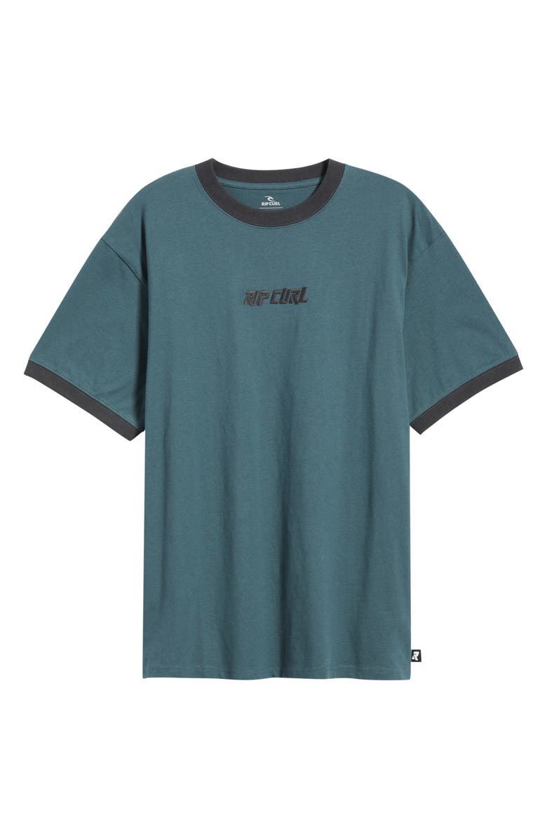 Rip Curl Liquid Trips Embroidered Ringer T-Shirt, Main, color, Pine Night