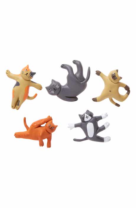 Set of 5 Cat Yoga Magnets