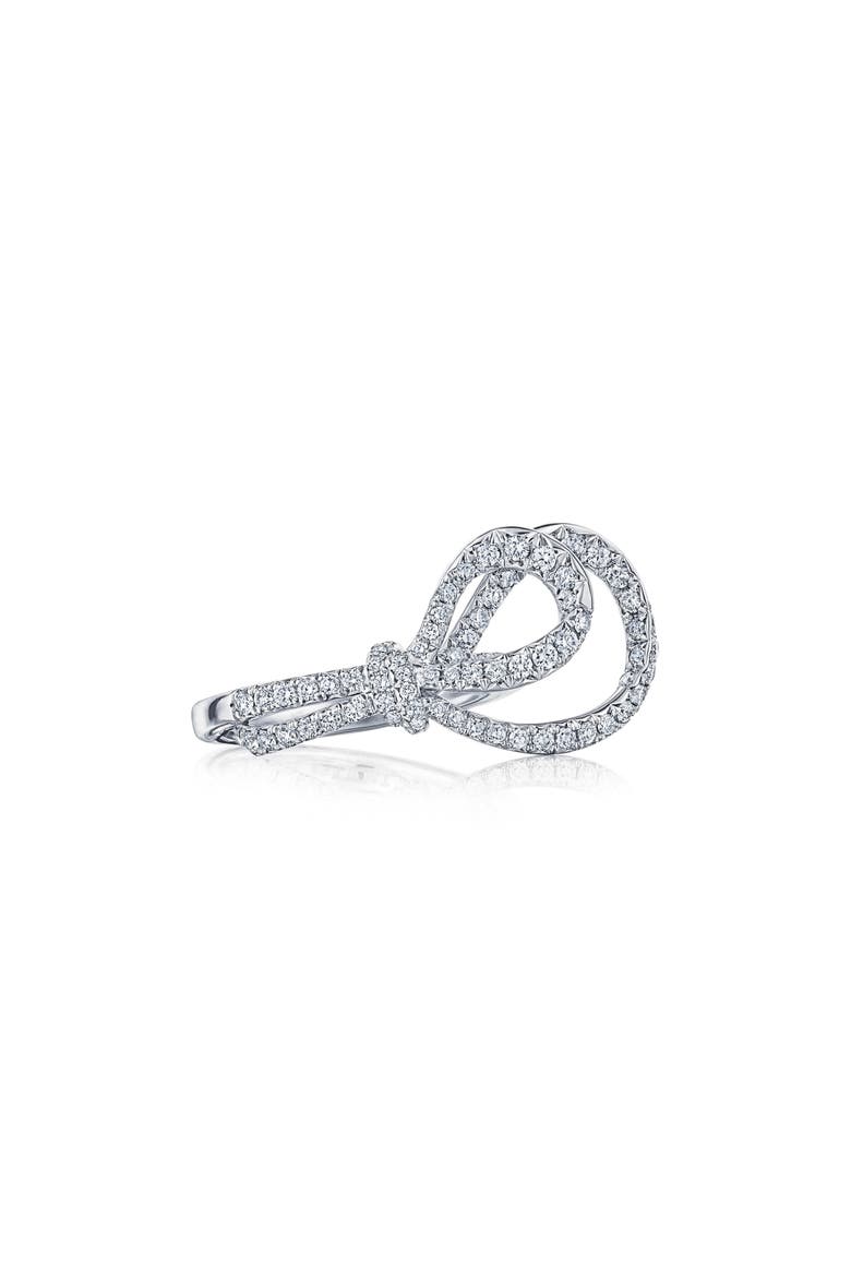Diamond Ribbon Bow Ring, Main, color, PLATINUM