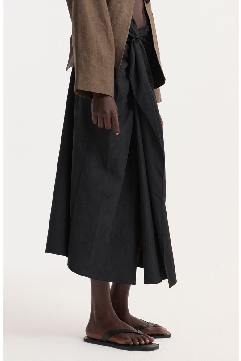 Textured Sarong Skirt, Alternate, color, BLACK
