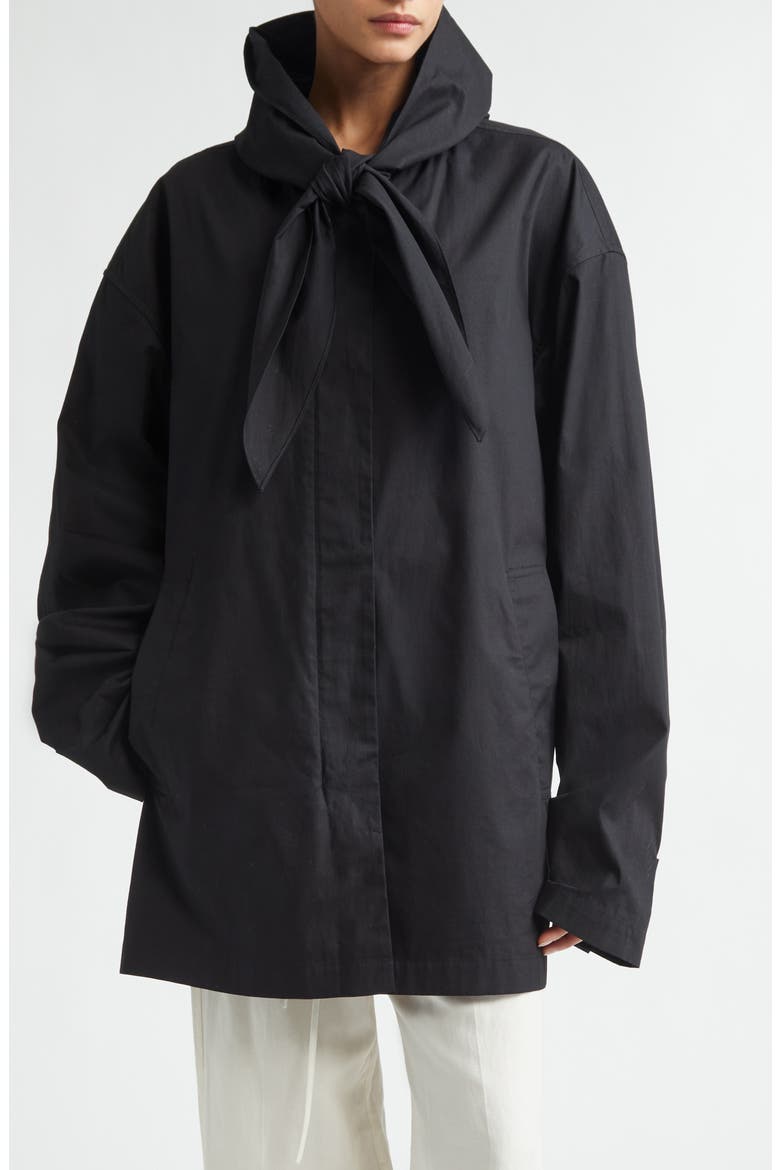 Technical Cotton Scarf Jacket, Main, color, BLACK