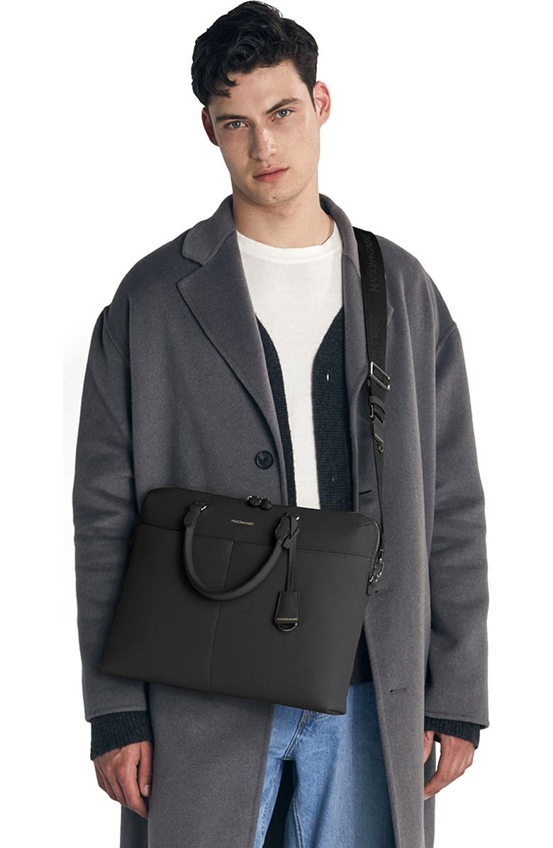 MAISON de SABRÉ Leather Laptop Bag, Alternate, color, Black Caviar