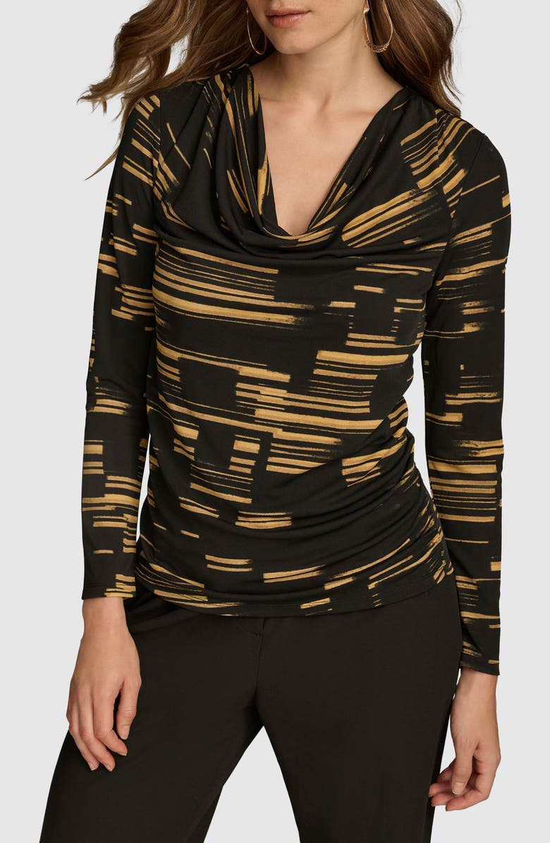 Donna Karan New York Stripe Cowl Neck Top, Alternate, color, 