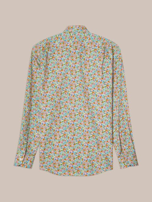 Robert Talbott Reynolds Spring Floral Print Contemportary Fit Shirt In White Multi