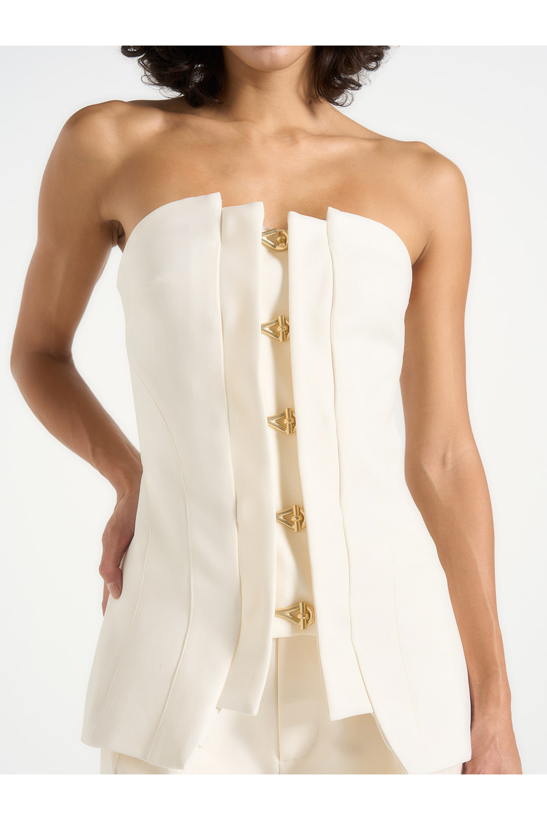 Viviane Clasp Detail Bandeau Top, Alternate, color, Off White