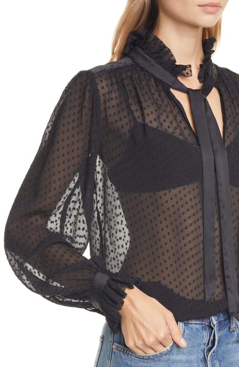 Tailored by Rebecca Taylor Dot Jacquard Silk Blend Blouse, Alternate, color,