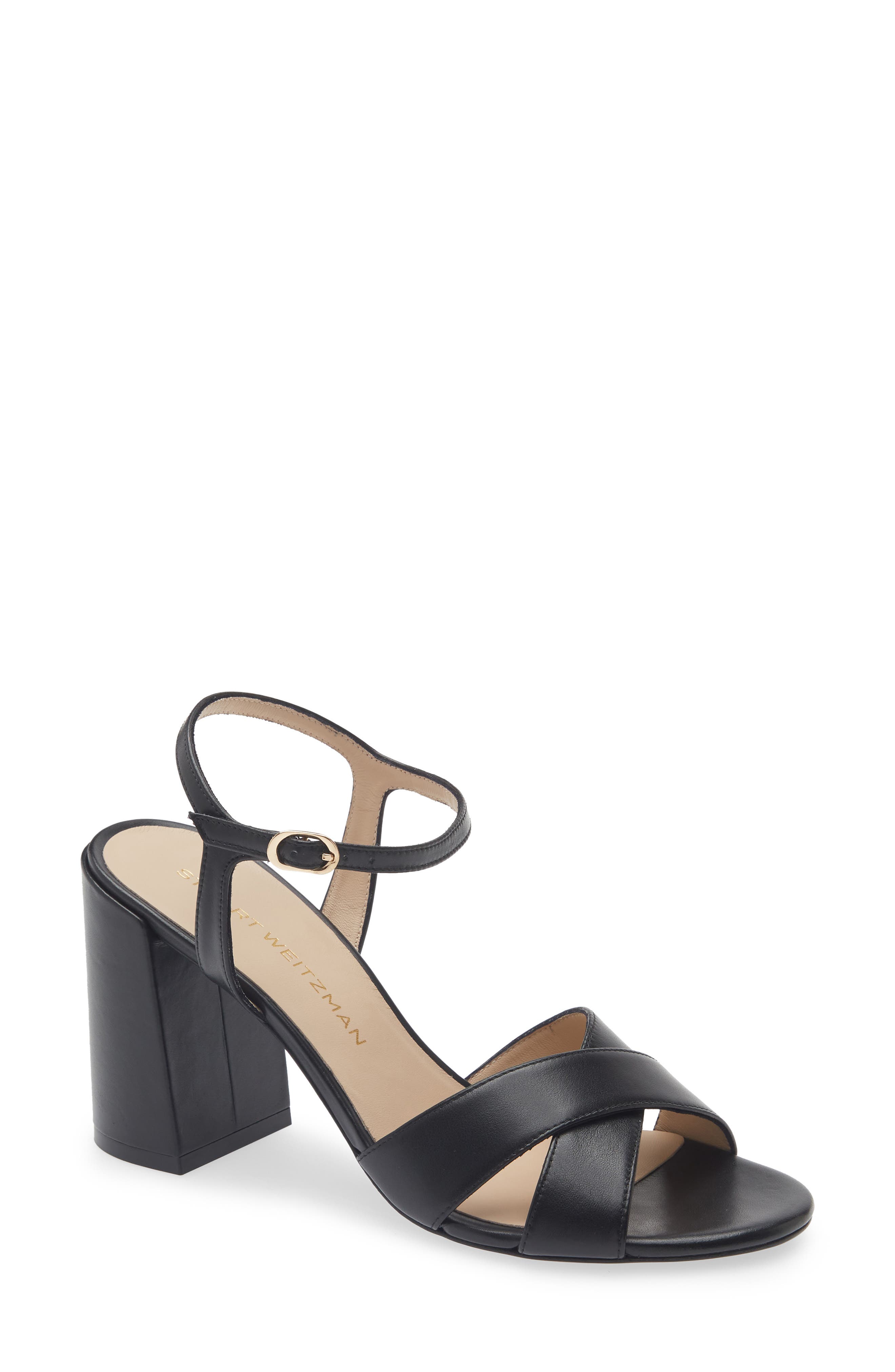 Stuart Weitzman Alyssa Ankle Strap Sandal, Main, color, Black