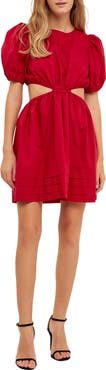 English Factory Cutout Puff Sleeve Cotton Minidress