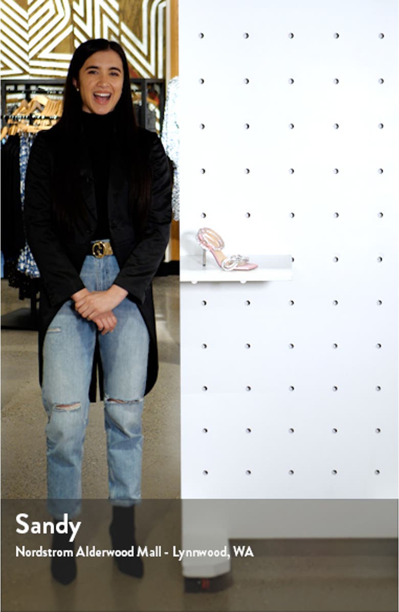 Double Crystal Bow Square Toe Sandal, sales video thumbnail