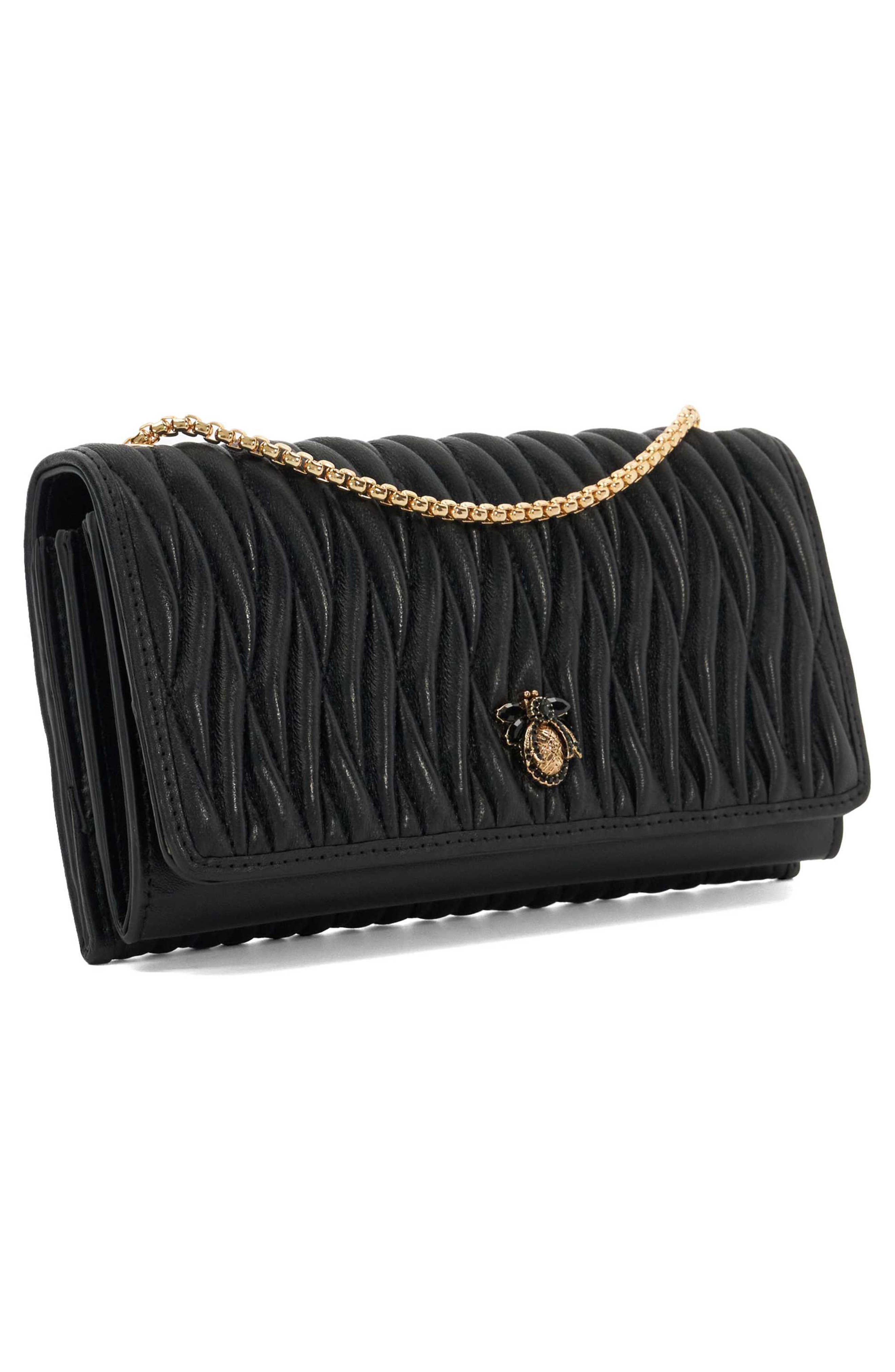 Dune London Strong Convertible Suede Crossbody Bag, Alternate, color, Black