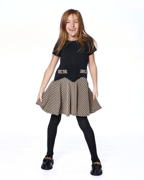 Short Sleeve Bi-Material Milano and Jacquard Knit Dress (Toddler & Little Kid)