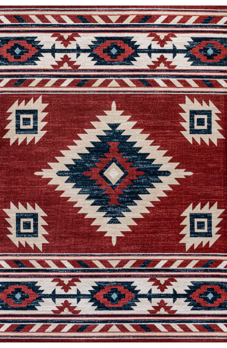 JONATHAN Y Serape Medallion Southwestern Area Rug, Main, color, Red/Navy/Cream