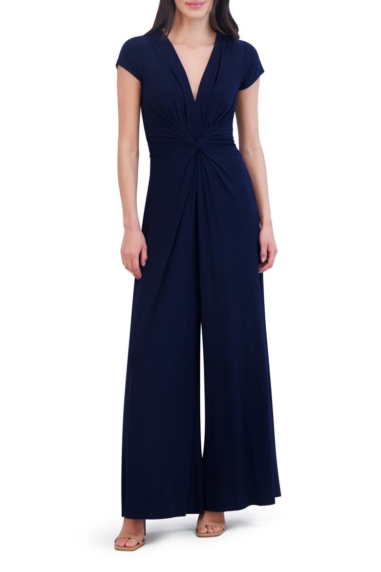 Twist Front Jersey Jumpsuit, Main, color, NAVY