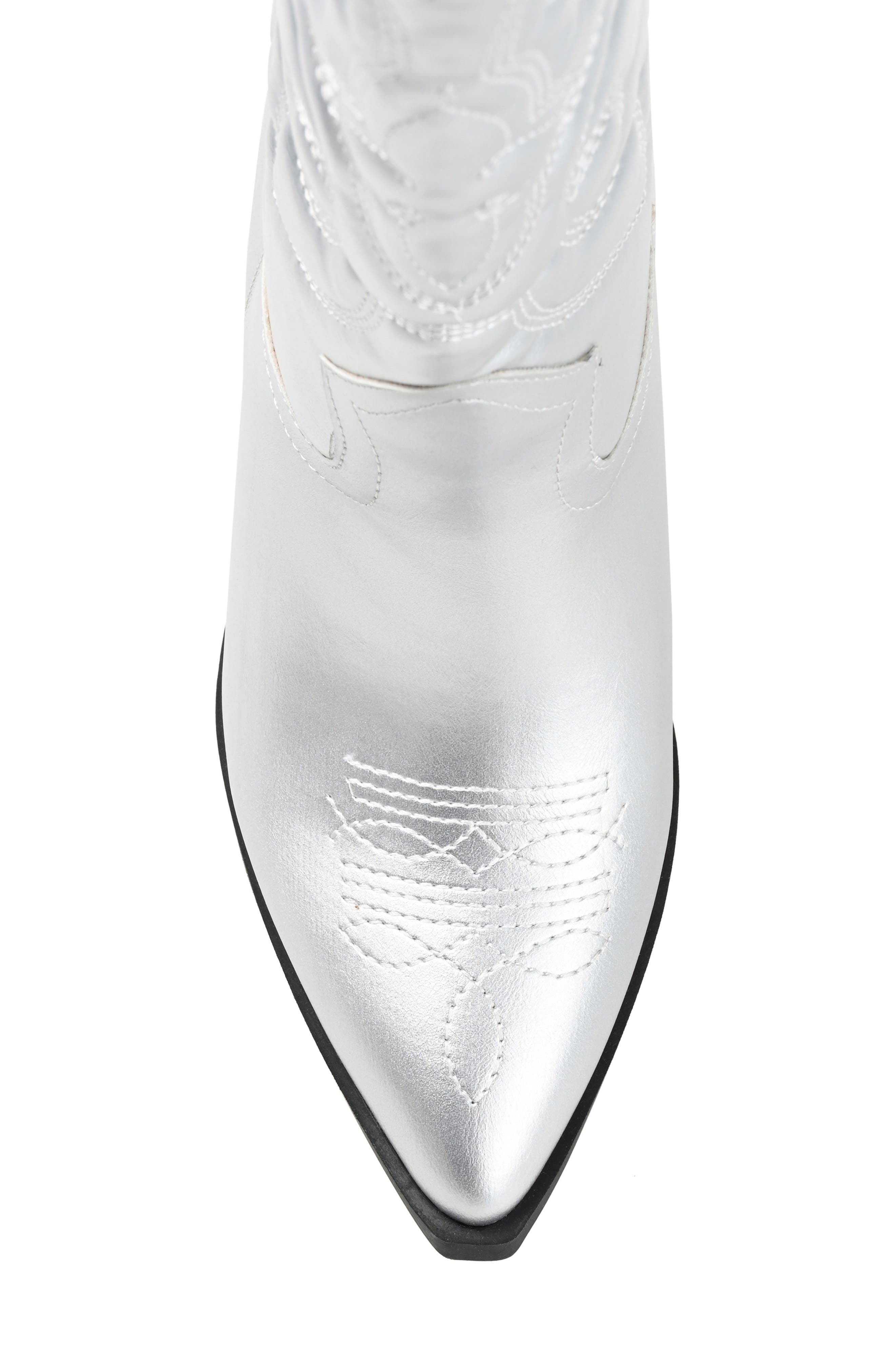 Journee Collection Chantry Western Boot, Alternate, color, Silver