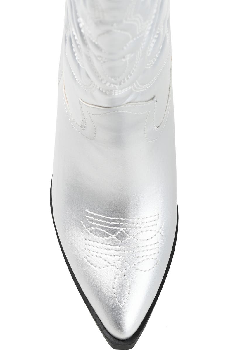 Journee Collection Chantry Western Boot, Alternate, color, Silver