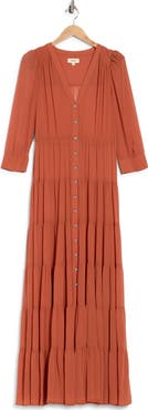 L'AGENCE Seraphina Tiered Long Sleeve Maxi Dress