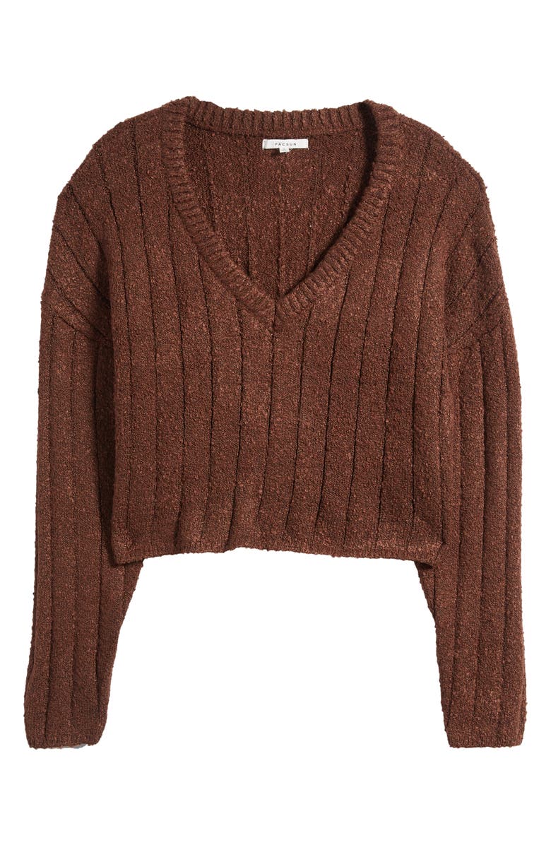 PacSun V-Neck Rib Crop Sweater, Alternate, color, 