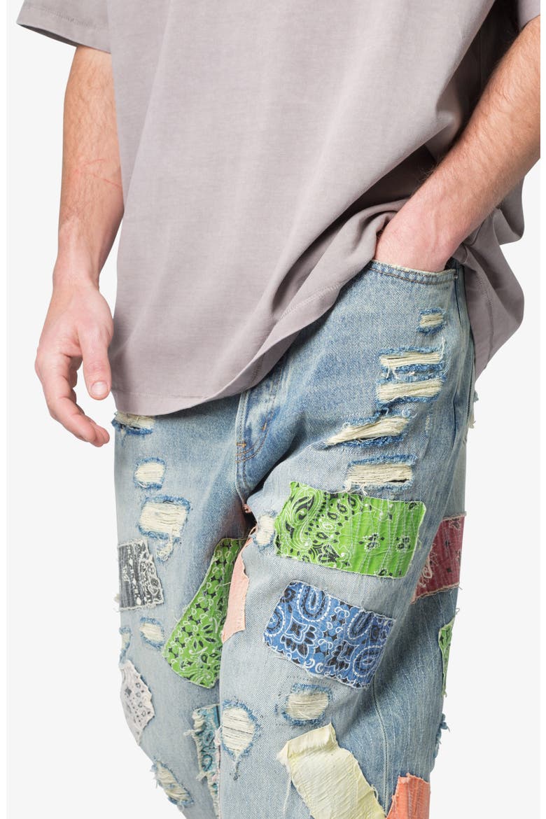 Ultrabaggy Ripped Bandana Patch Jeans, Alternate, color, BLUE/ MULTI