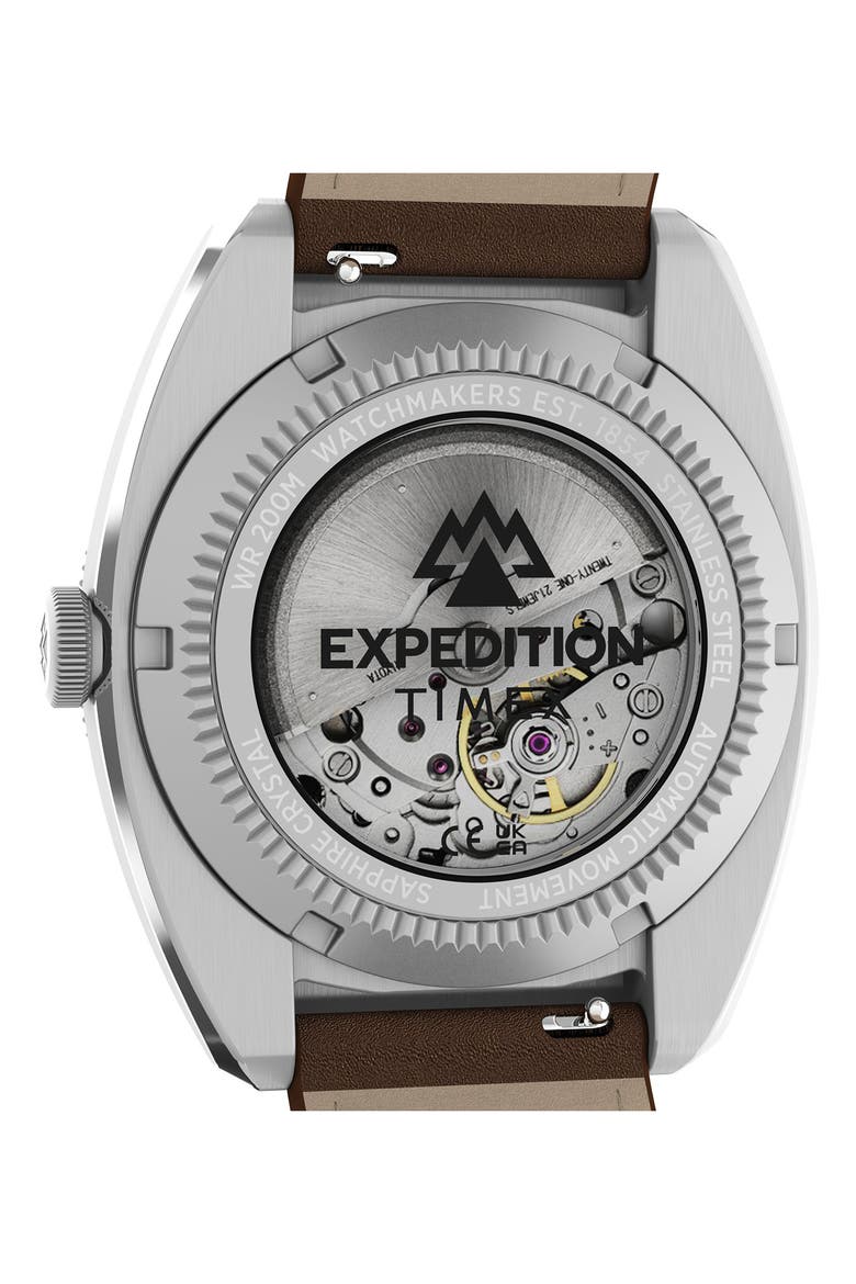 Expedition Pioneer Automatic Leather Strap Watch, Alternate, color, BROWN