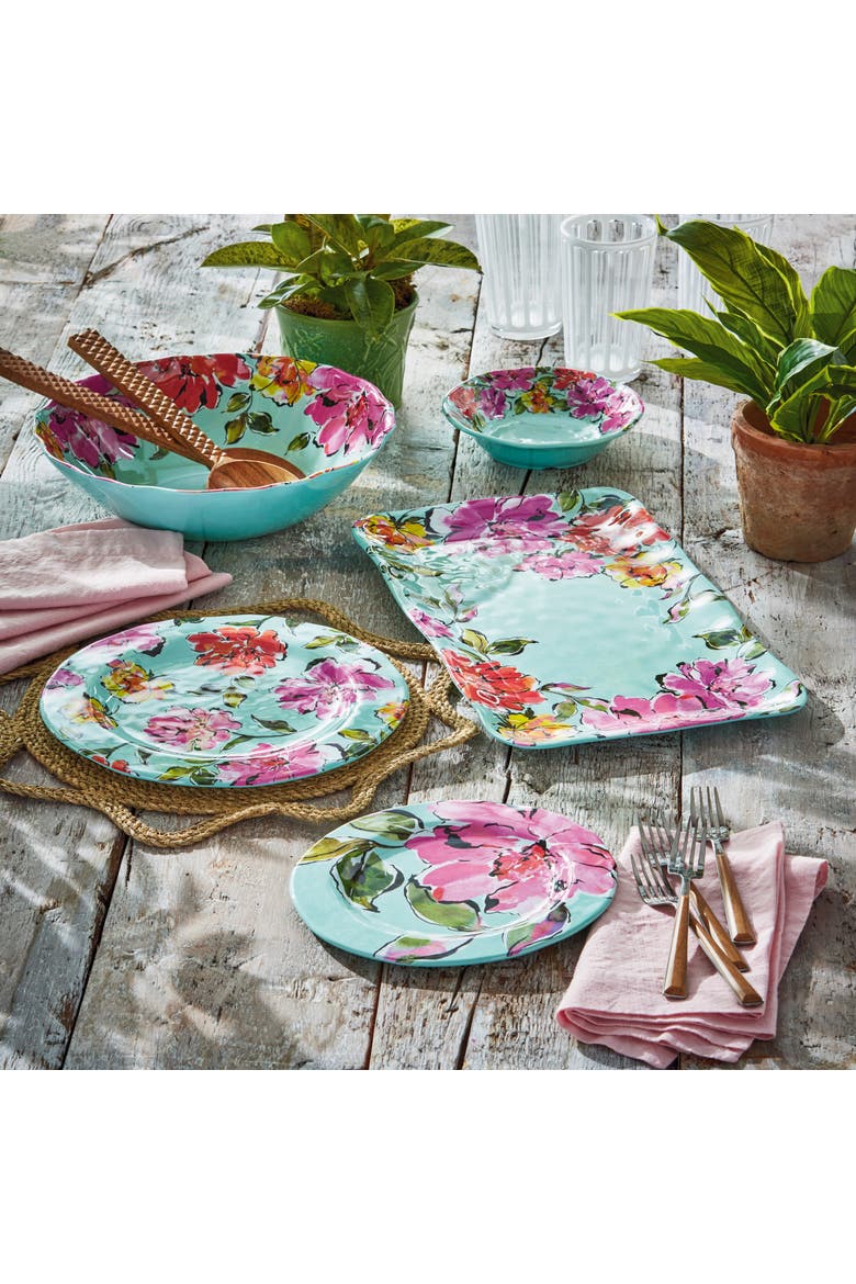 In Bloom Melamine Rect Platter Multi Melamine Spring, Alternate, color, Blue