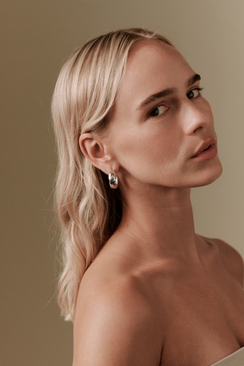 Maxwell Texture Hoops, Alternate, color, Recycled Sterling Silver