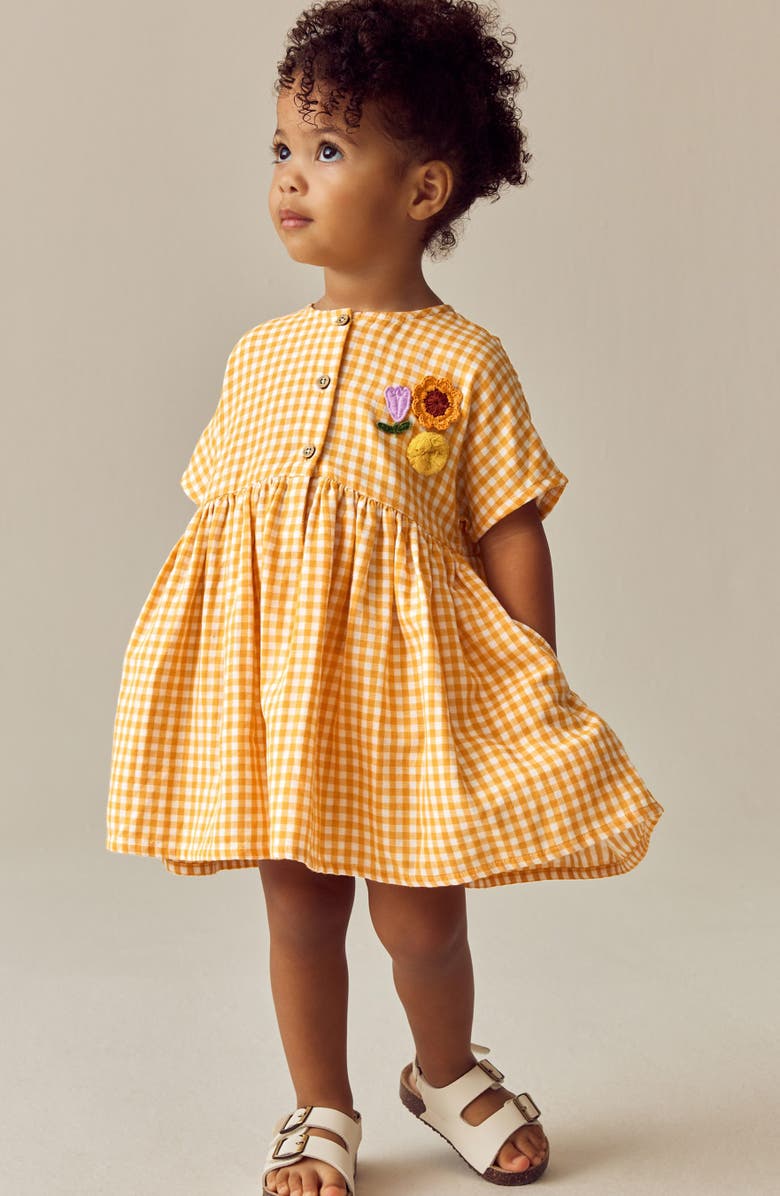 NEXT Kids' Gingham Cotton Dress, Alternate, color, Yellow