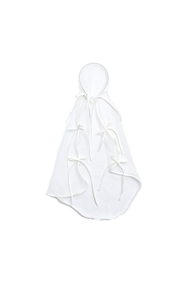 Ribbon-Tie Mesh Veil, Main, color, White