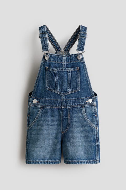 Denim overall shorts