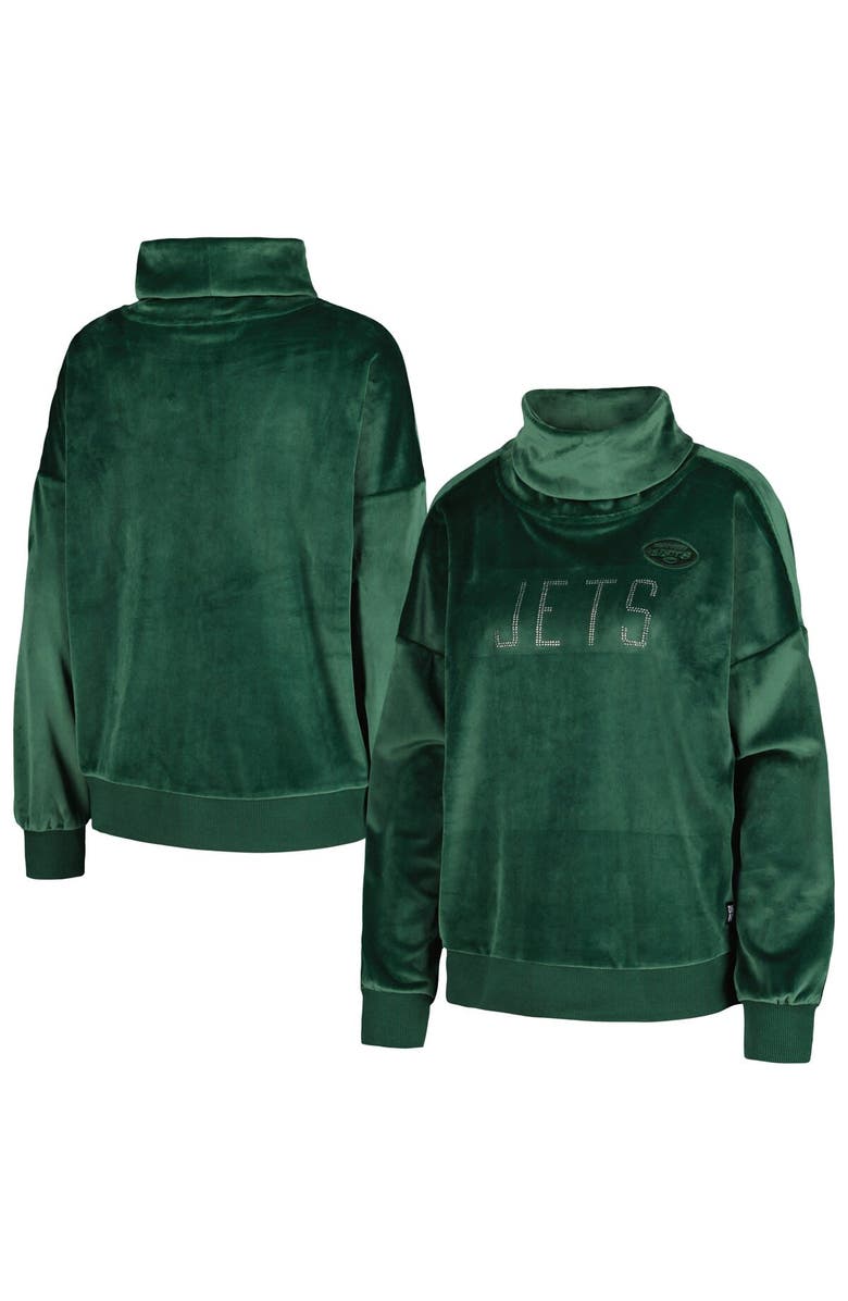 DKNY SPORT Women's DKNY Sport  Green New York Jets Deliliah Rhinestone Funnel Neck Pullover Sweatshirt, Main, color, 