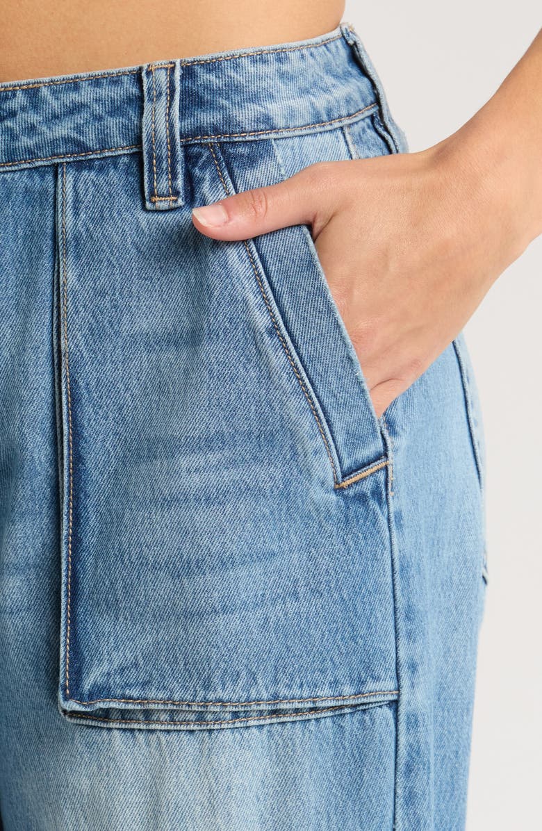 HIDDEN JEANS Fashion Low Rise Cargo Wide Leg Jeans, Alternate, color, Medium Wash