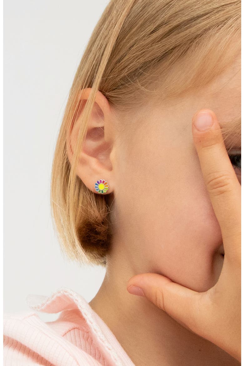 Multicolored Petal Girl Earrings, Alternate, color, Multi-Color