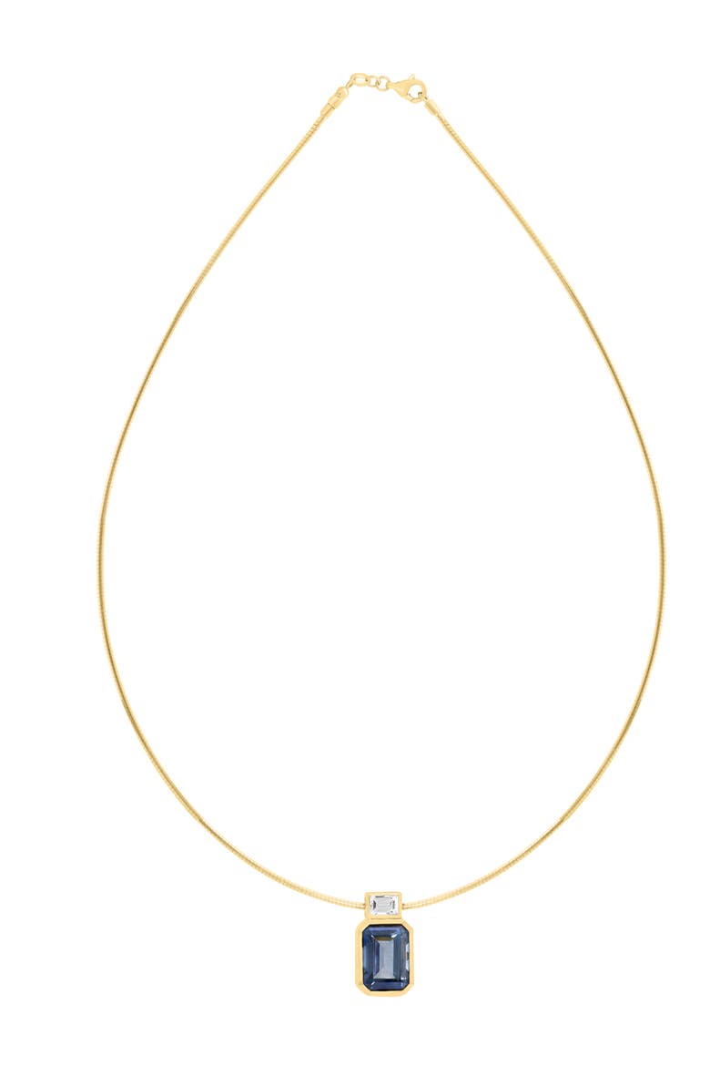 14K Yellow Gold London Blue Topaz Bezel Necklace, Main, color, 14K Gold