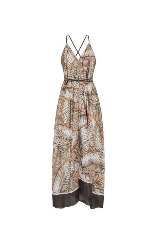 Brunello Cucinelli Papyrus Print Dress With Monili