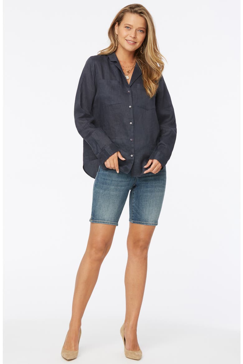 Linen Button-Up Blouse, Alternate, color, OXFORD NAVY