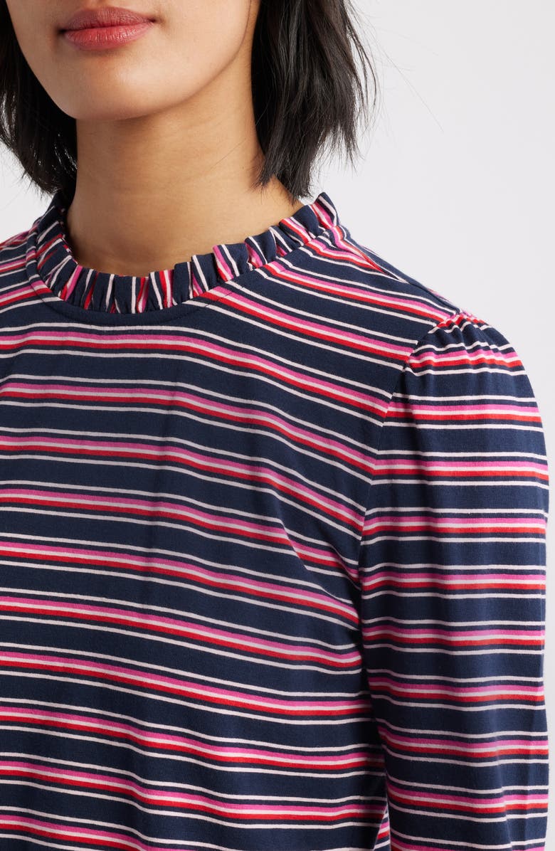 Caslon<sup>®</sup> Ruffle Detail Top, Alternate, color, Navy- Pink Alli Stripe