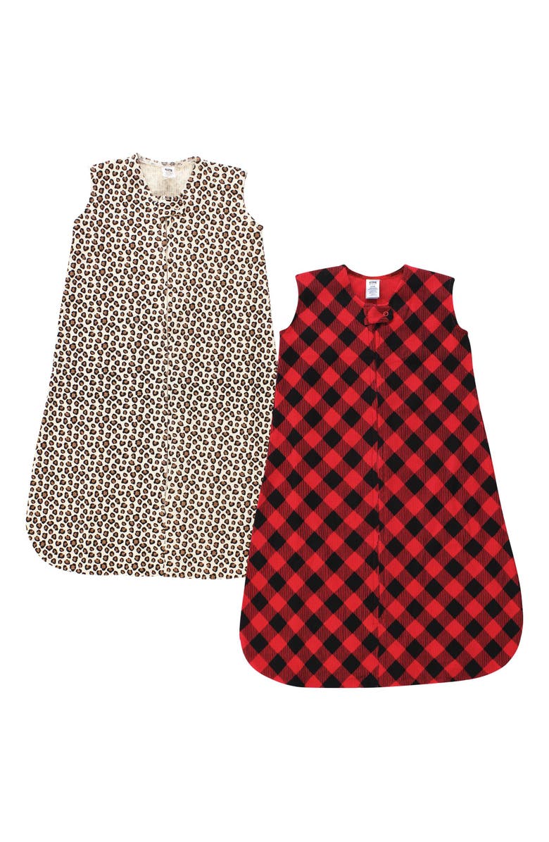 Hudson Baby Thermal Sleeveless Sleeping Bag 2pk, Main, color, Buffalo Plaid Leopard