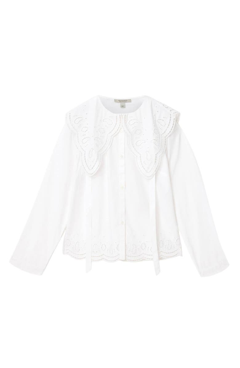 AllSaints Marie Openwork Detail Button-Up Shirt, Alternate, color, 