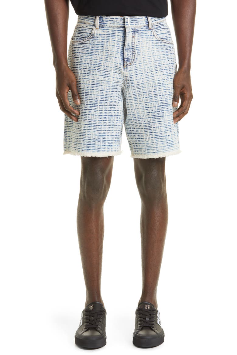 Skate 4G Raw Denim Shorts, Main, color, BLUE/ WHITE